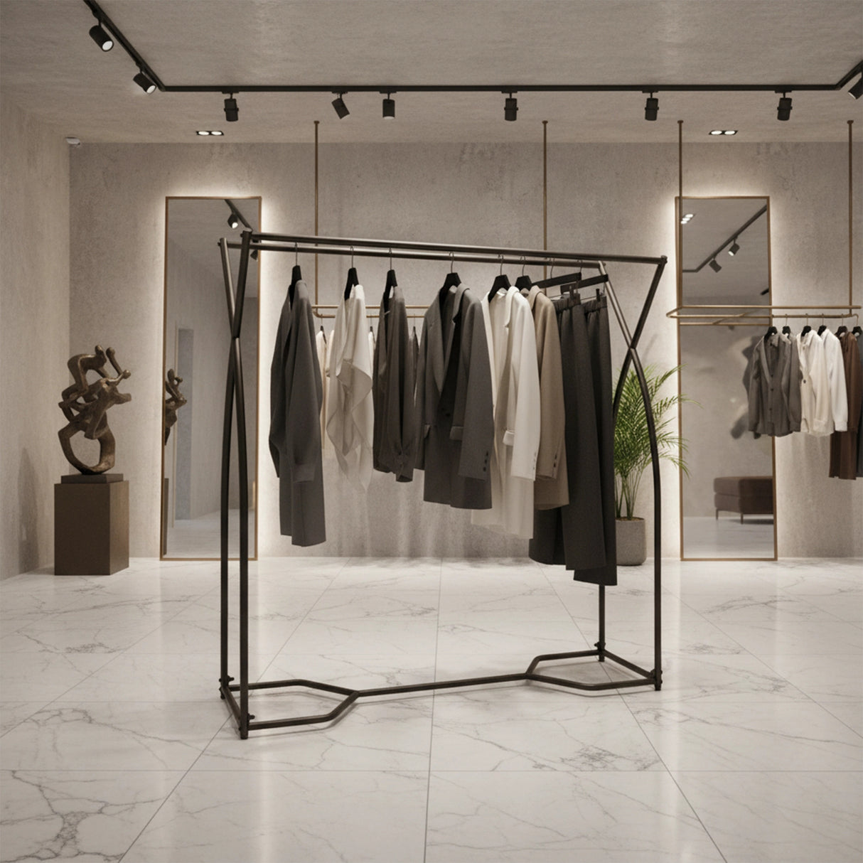 Commercial Clothing Garment Rack Retail Shop in Black