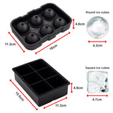 2x Ice Cube Tray Ball Mould Cube Silicone For Whisky Cocktails - Extra Image