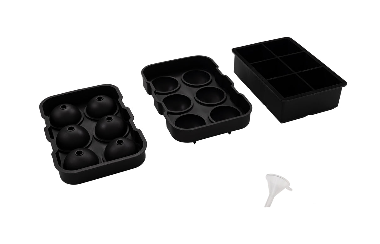 2x Ice Cube Tray Ball Mould Cube Silicone For Whisky Cocktails