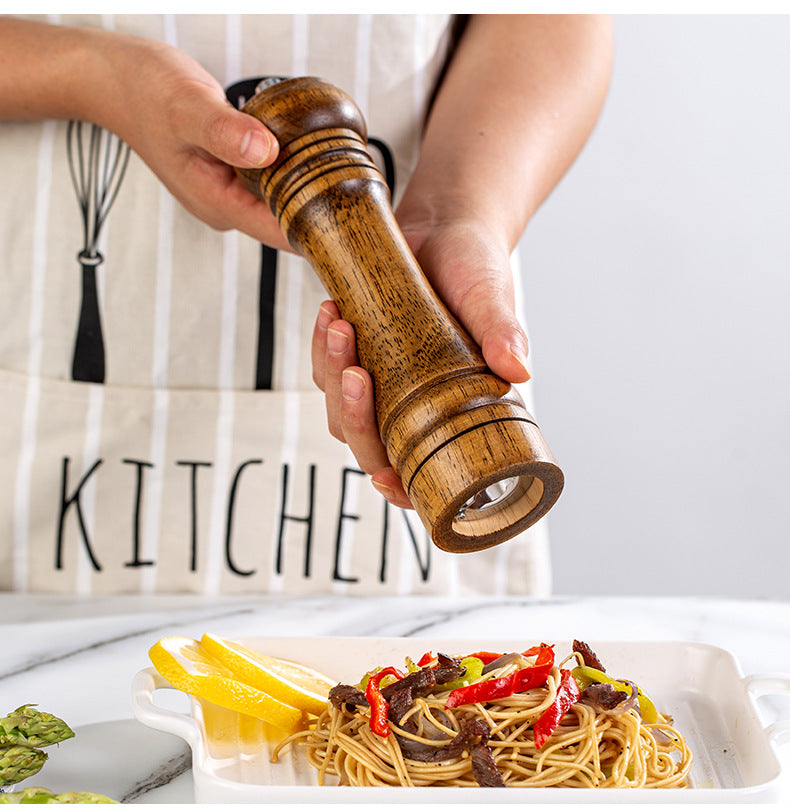 8" Wooden Salt and Pepper Grinder Adjustable Manual Wood Ceramic Core