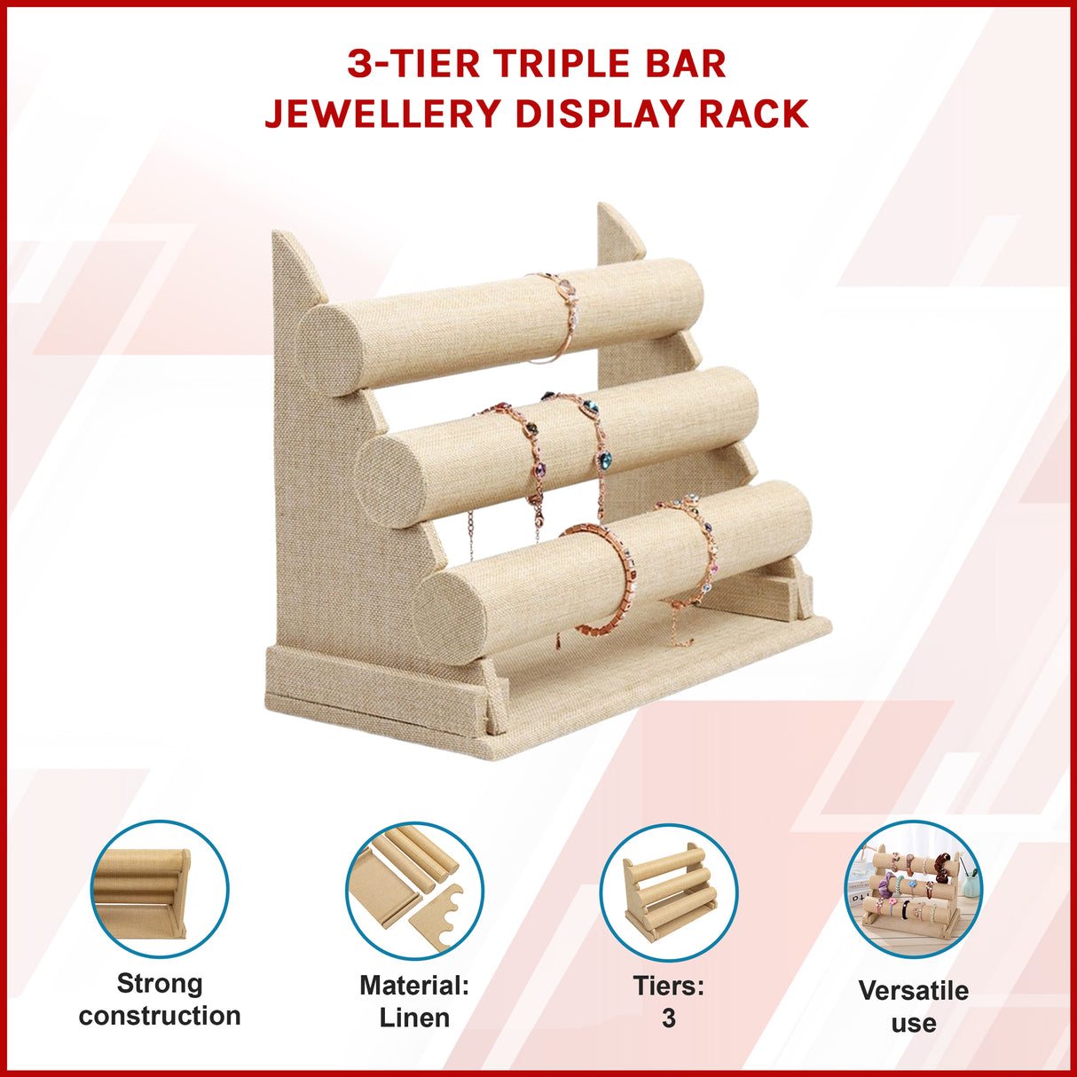 3-Tier Triple Bar Jewellery Display Rack