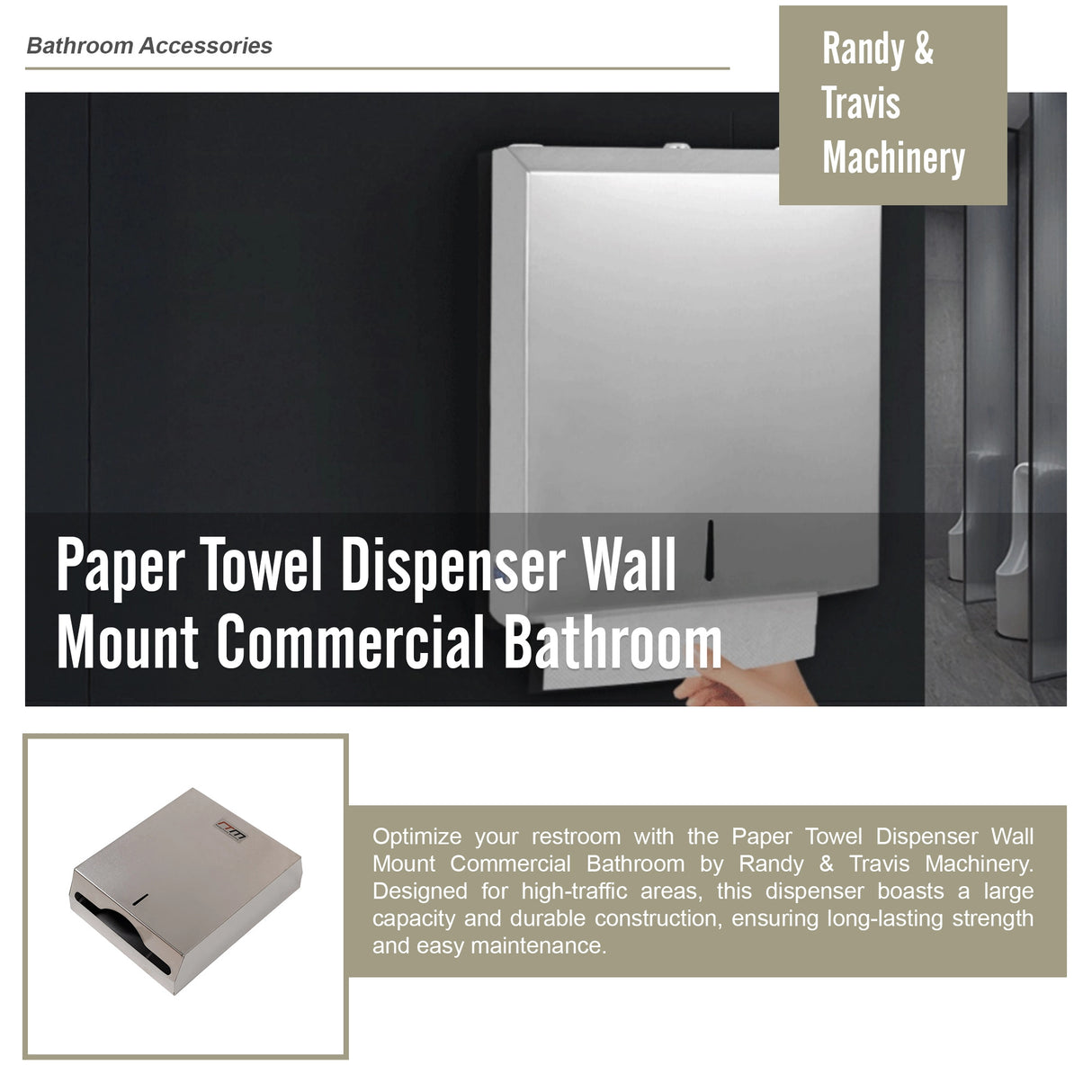 Paper Towel Dispenser Wall Mount Commercial Bathroom