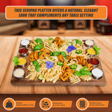 Serving Tray Double Sided Charcuterie Board 8 Sauce Cups Gift - Rear View