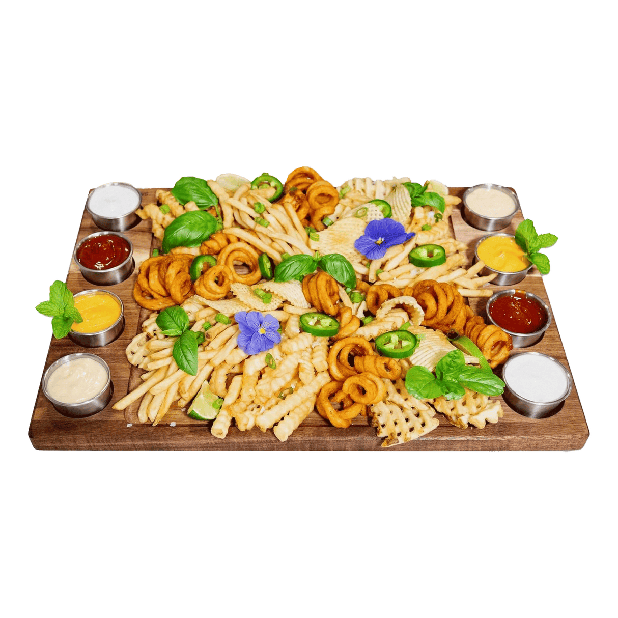 Serving Tray Double Sided Charcuterie Board 8 Sauce Cups Gift