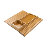Bamboo Sofa Arm Tray Couch Phone Holder Anti-Slip for Snacks Drinks - Top-Down View