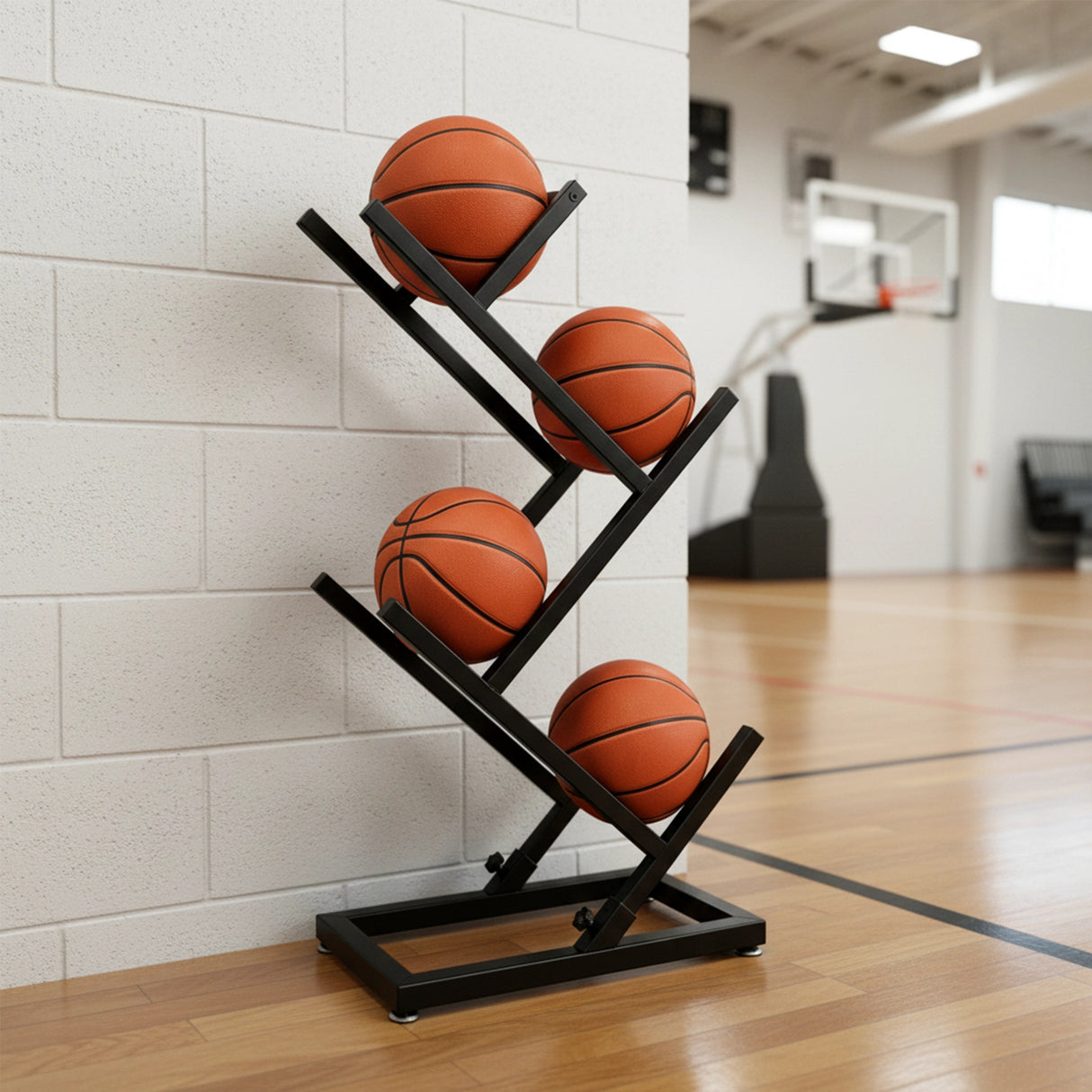 Ball Trolley Rack Display Stand Basketball Football Storage