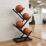 Ball Trolley Rack Display Stand Basketball Football Storage - Side View