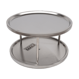2-Tier Rack Lazy Susan Organiser Steel Kitchen Pantry Cabinet Storage - Low Angle