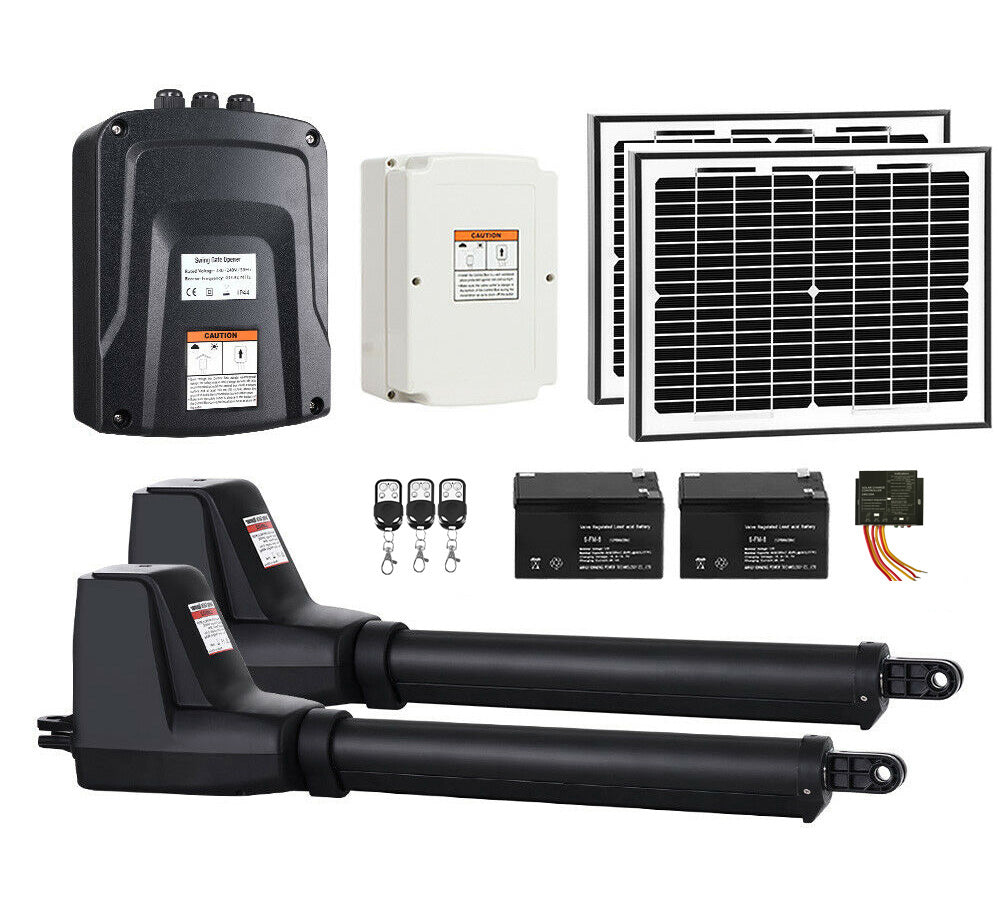 800KG Double Swing Auto Motor Remote Gate Opener with 20W Solar Backup
