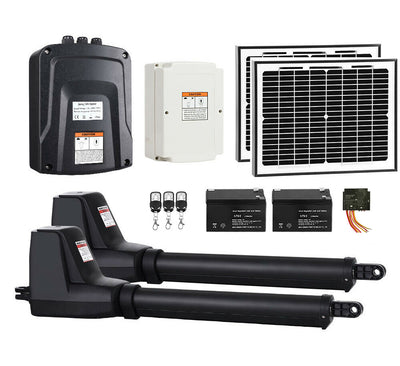 800KG Double Swing Auto Motor Remote Gate Opener with 20W Solar Backup