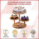 4 Tier Round Dessert Stand Tower Cake Cupcake Display - Front View