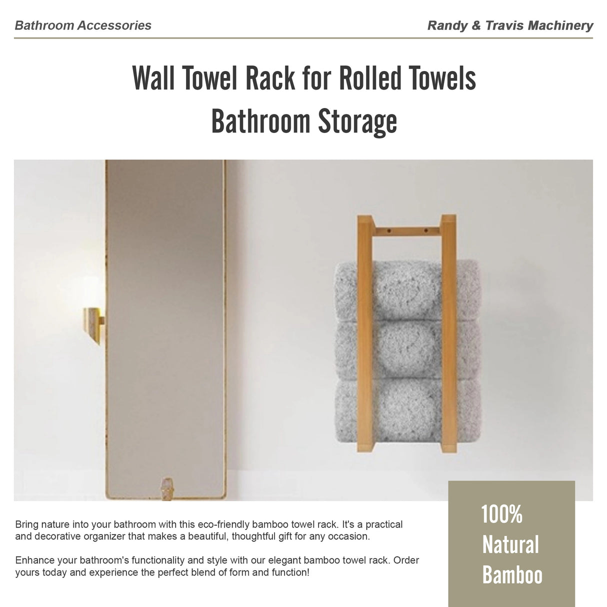Wall Towel Rack for Rolled Towels Bathroom Storage