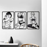 3pc Modern Metal Wall Art Decor Abstract Minimalist Decoration - Side View