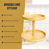2-Tier Bamboo Lazy Susan Turntable Organizer for Kitchen Counter Cabinet