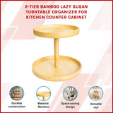 2-Tier Bamboo Lazy Susan Turntable Organizer for Kitchen Counter Cabinet - Front View
