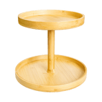 2-Tier Bamboo Lazy Susan Turntable Organizer for Kitchen Counter Cabinet