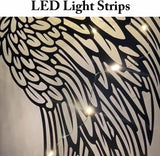 LED Angel Wing Metal Wall Art Wrought Iron Wings Sculpture Fairy Lights - Top-Down View