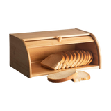 Bamboo Bread Box Kitchen Storage - Close-Up Angle