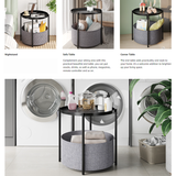 Round Side Table Bedside Storage Basket