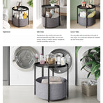 Round Side Table Bedside Storage Basket