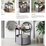 Round Side Table Bedside Storage Basket - 45-Degree Angle