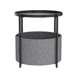 Round Side Table Bedside Storage Basket - Low Angle