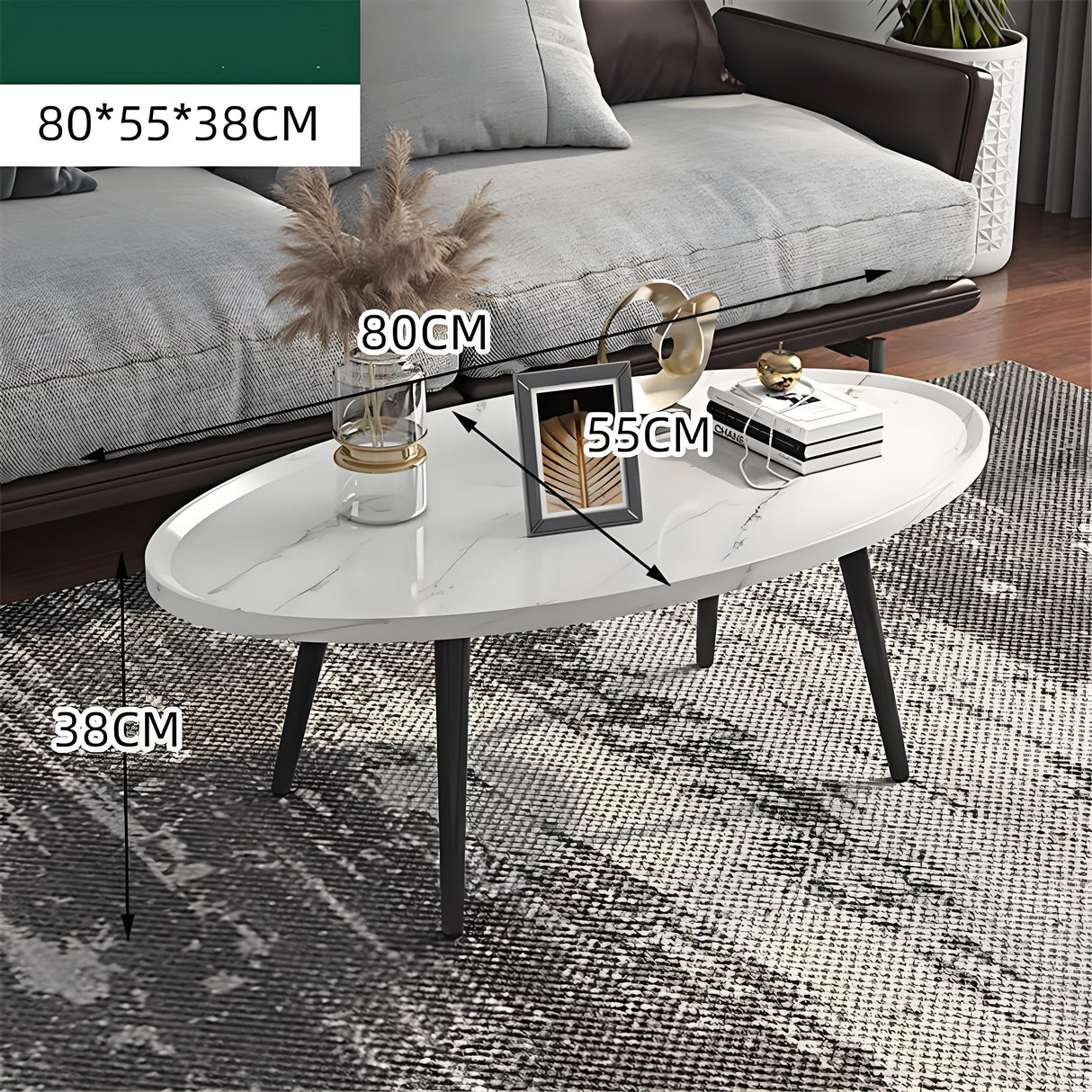 Oval Coffee Table Mid Century Modern Minimalist Display