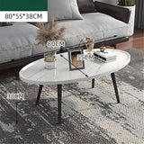 Oval Coffee Table Mid Century Modern Minimalist Display - Side View