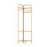 Corner Gold Clothing Rack &ndash; Stylish Clothes Storage Stand for Bedroom & Wardrobe - Front View