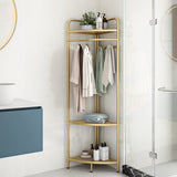 Corner Gold Clothing Rack &ndash; Stylish Clothes Storage Stand for Bedroom & Wardrobe - Top-Down View
