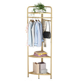 Corner Gold Clothing Rack &ndash; Stylish Clothes Storage Stand for Bedroom & Wardrobe - 45-Degree Angle