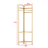 Corner Gold Clothing Rack &ndash; Stylish Clothes Storage Stand for Bedroom & Wardrobe - Low Angle