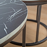 Coffee Table Round Marble Design Nesting Side Furniture - Front View