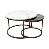 Coffee Table Round Marble Design Nesting Side Furniture - Top-Down View