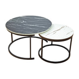 Coffee Table Round Marble Design Nesting Side Furniture - 45-Degree Angle