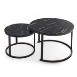 Coffee Table Round Marble Design Nesting Side Furniture - Close-Up Angle