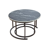 Coffee Table Round Marble Design Nesting Side Furniture - Low Angle