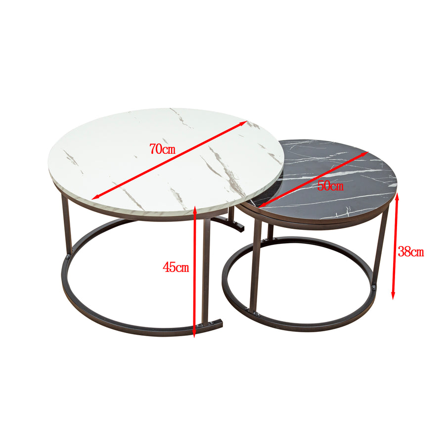 Coffee Table Round Marble Design Nesting Side Furniture