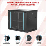9U Wall Mount Network Server Rack Cabinet Enclosure