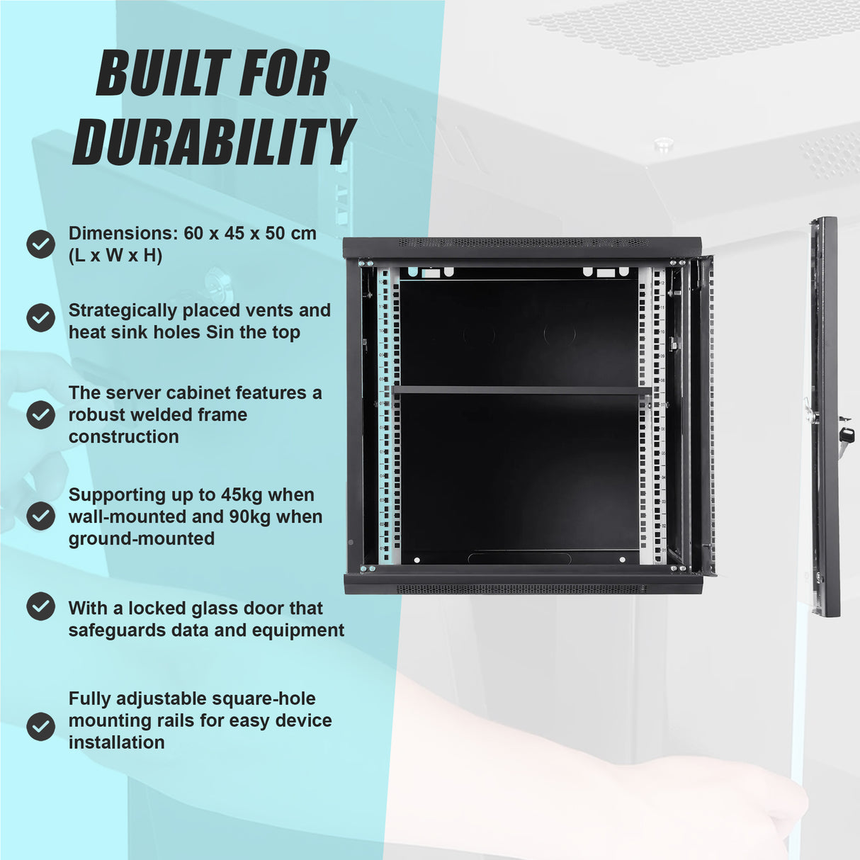 9U Wall Mount Network Server Rack Cabinet Enclosure