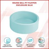 Round Ball Pit Playpen Enclosure &ndash; Safe Blue Play Area for Babies and Toddlers, Indoor or Outdoor - Front View