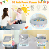 Corner Ball Pit Playpen Enclosure &ndash; Safe Grey Play Area for Babies and Toddlers, Indoor or Outdoor