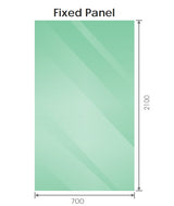 70x210cm Glass Shower Screen with Chrome U-Brackets and Floor U-Bracket - Rear View