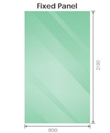 80x210cm Glass Shower Screen with White U-Brackets and Floor U-Bracket