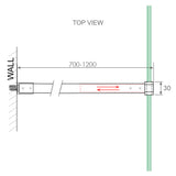90x200cm Glass Shower Screen with White F-Brackets and Round Pole