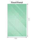 90x210cm Glass Shower Screen with Nickel U-Brackets - Rear View