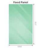100x210cm Glass Shower Screen with Chrome U-Brackets and Square Pole