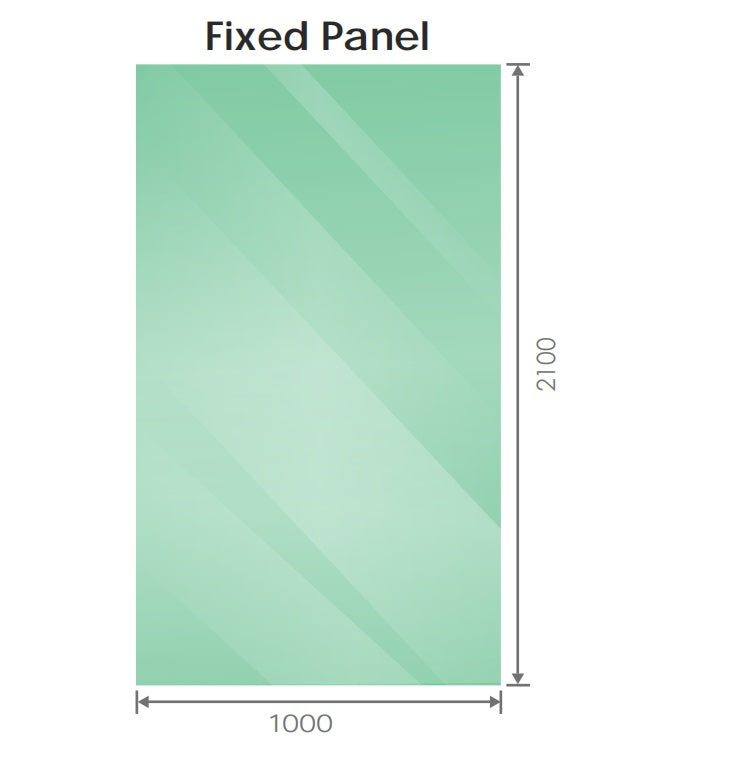 100x210cm Glass Shower Screen with Nickel F-Brackets and Square Pole