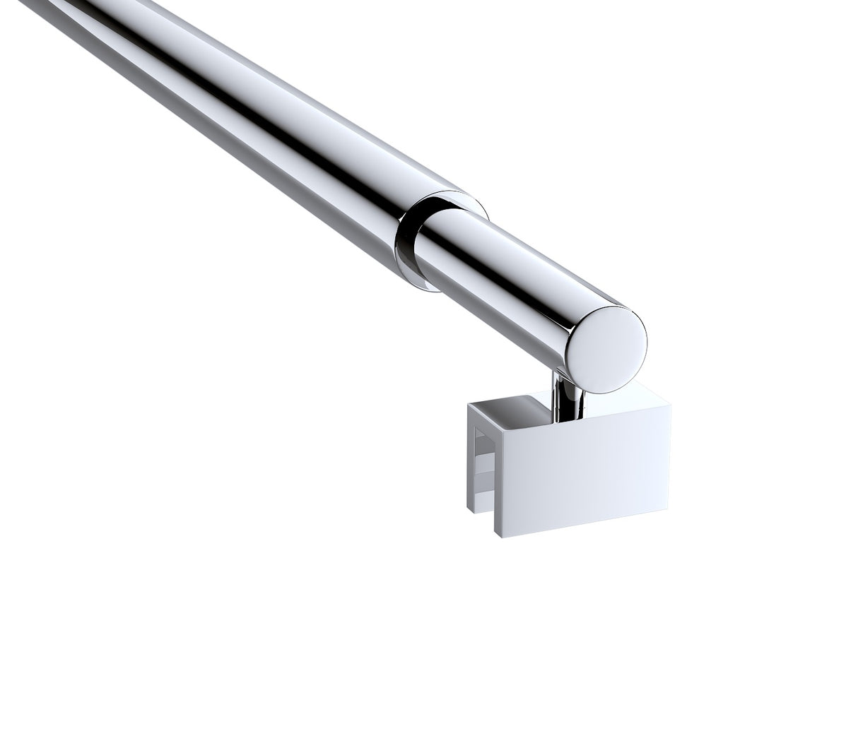 110x210cm Glass Shower Screen with Chrome U-Brackets and Round Pole
