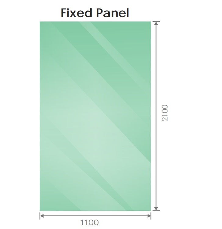 110x210cm Glass Shower Screen with Chrome U-Brackets and Round Pole